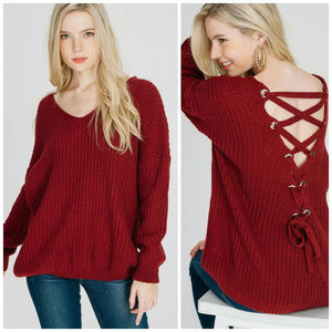 Knit Sweater with Criss Cross Detail